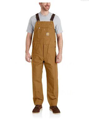 CARHARTT Men's Iconic R01 Duck Bib Overall Size 40X32 In Carhartt Brown